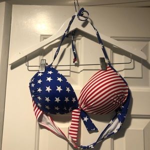 Bikini Top size Large. Red, White and Blue.